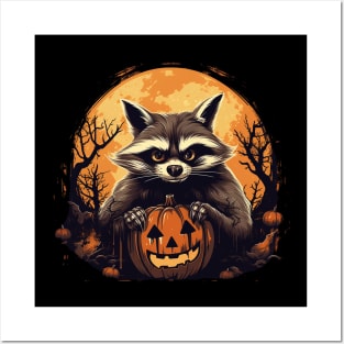 halloween raccoon Posters and Art